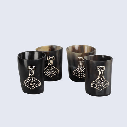 Horn Whiskey Shot Glasses Pack (4,8 & 12) – Hold Up to 6.5oz, Nordic Hammer