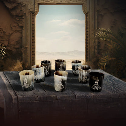 Horn Whiskey Shot Glasses Pack (4,8 & 12) – Hold Up to 6.5oz, Nordic Hammer