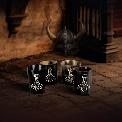 Horn Whiskey Shot Glasses Pack (4,8 & 12) – Hold Up to 6.5oz, Nordic Hammer