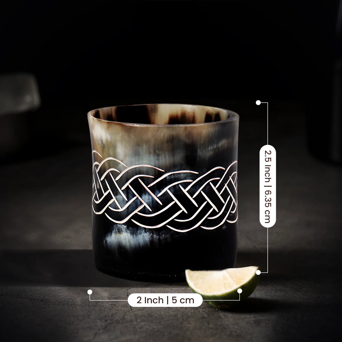 Horn Whiskey Shot Glasses Pack (4,8 & 12) – Hold Up to 6.5oz, Knot