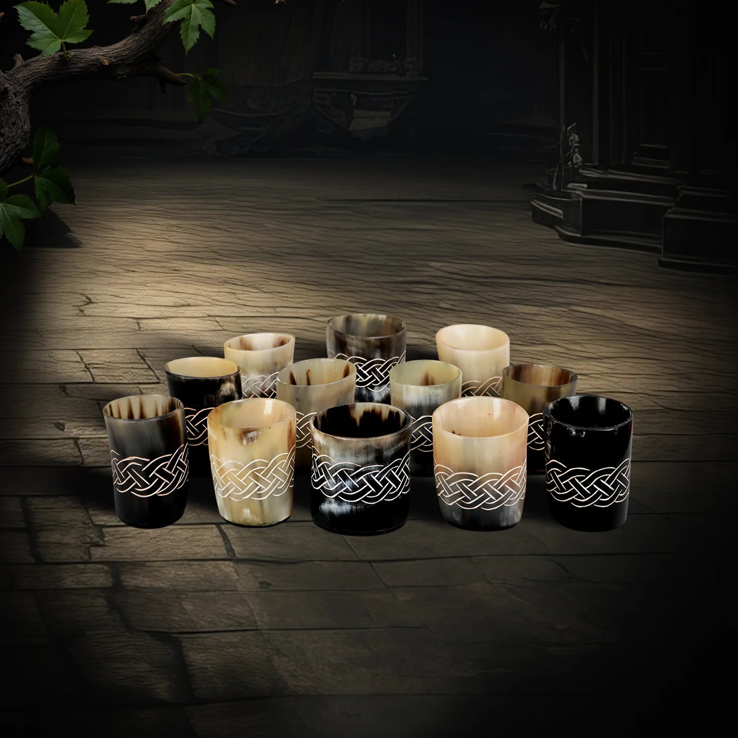 Horn Whiskey Shot Glasses Pack (4,8 & 12) – Hold Up to 6.5oz, Knot