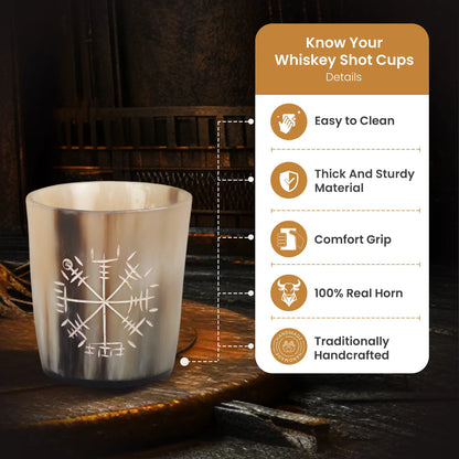 Horn Whiskey Shot Glasses Pack (4,8 & 12) – Hold Up to 6.5oz, Wayfinder