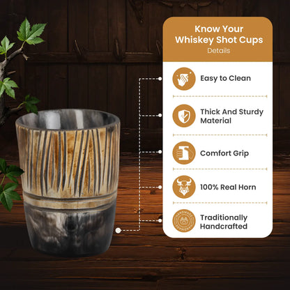 Horn Whiskey Shot Glasses Pack (4,8 & 12) – Hold Up to 6.5oz, Stripes