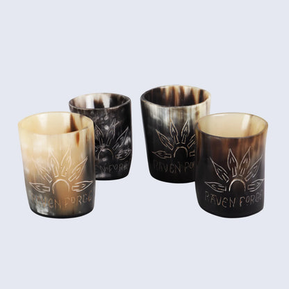 Horn Whiskey Shot Glasses Pack (4,8 & 12) – Hold Up to 6.5oz, Sunburst