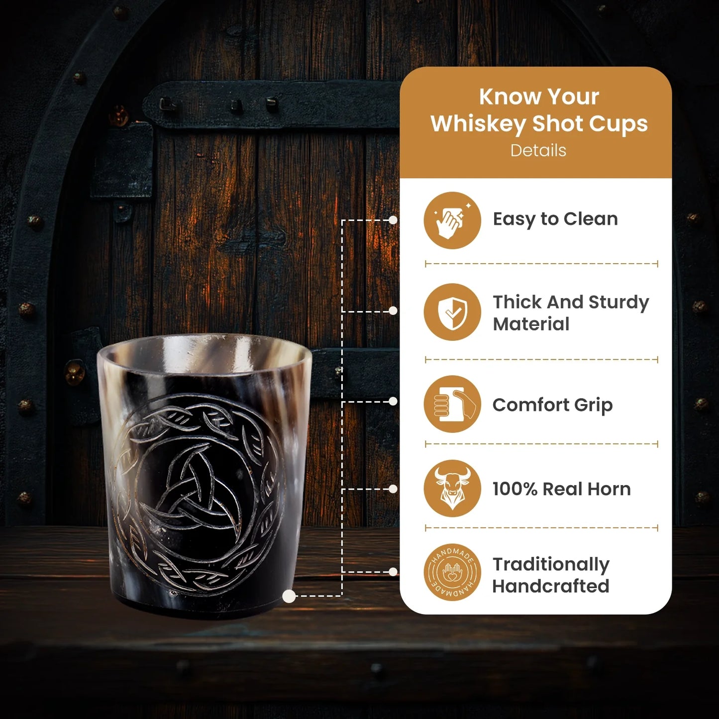Horn Whiskey Shot Glasses Pack (4,8 & 12) – Hold Up to 6.5oz, Eternal