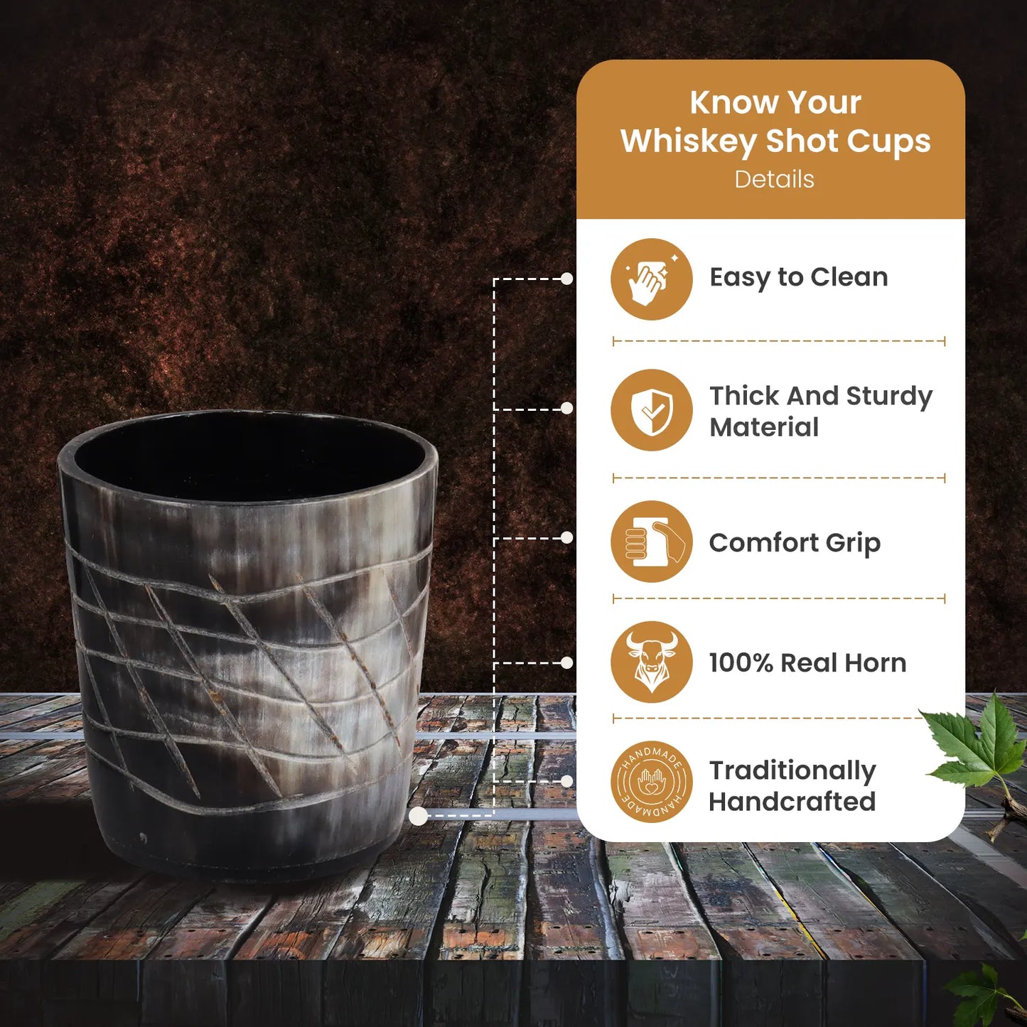 Horn Whiskey Shot Glasses Pack (4,8 & 12) – Hold Up to 6.5oz, Web