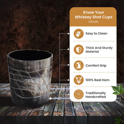Horn Whiskey Shot Glasses Pack (4,8 & 12) – Hold Up to 6.5oz, Web