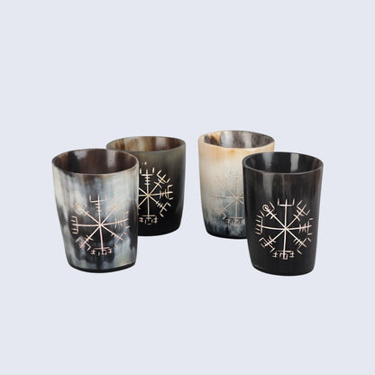 Horn Whiskey Shot Glasses Pack (4, 8 & 12) – Hold Up to 6.5oz, Nordic Compass