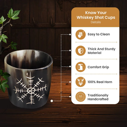 Horn Whiskey Shot Glasses Pack (4, 8 & 12) – Hold Up to 6.5oz, Nordic Compass