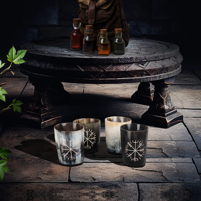 Horn Whiskey Shot Glasses Pack (4, 8 & 12) – Hold Up to 6.5oz, Nordic Compass