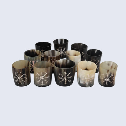 Horn Whiskey Shot Glasses Pack (4, 8 & 12) – Hold Up to 6.5oz, Nordic Compass