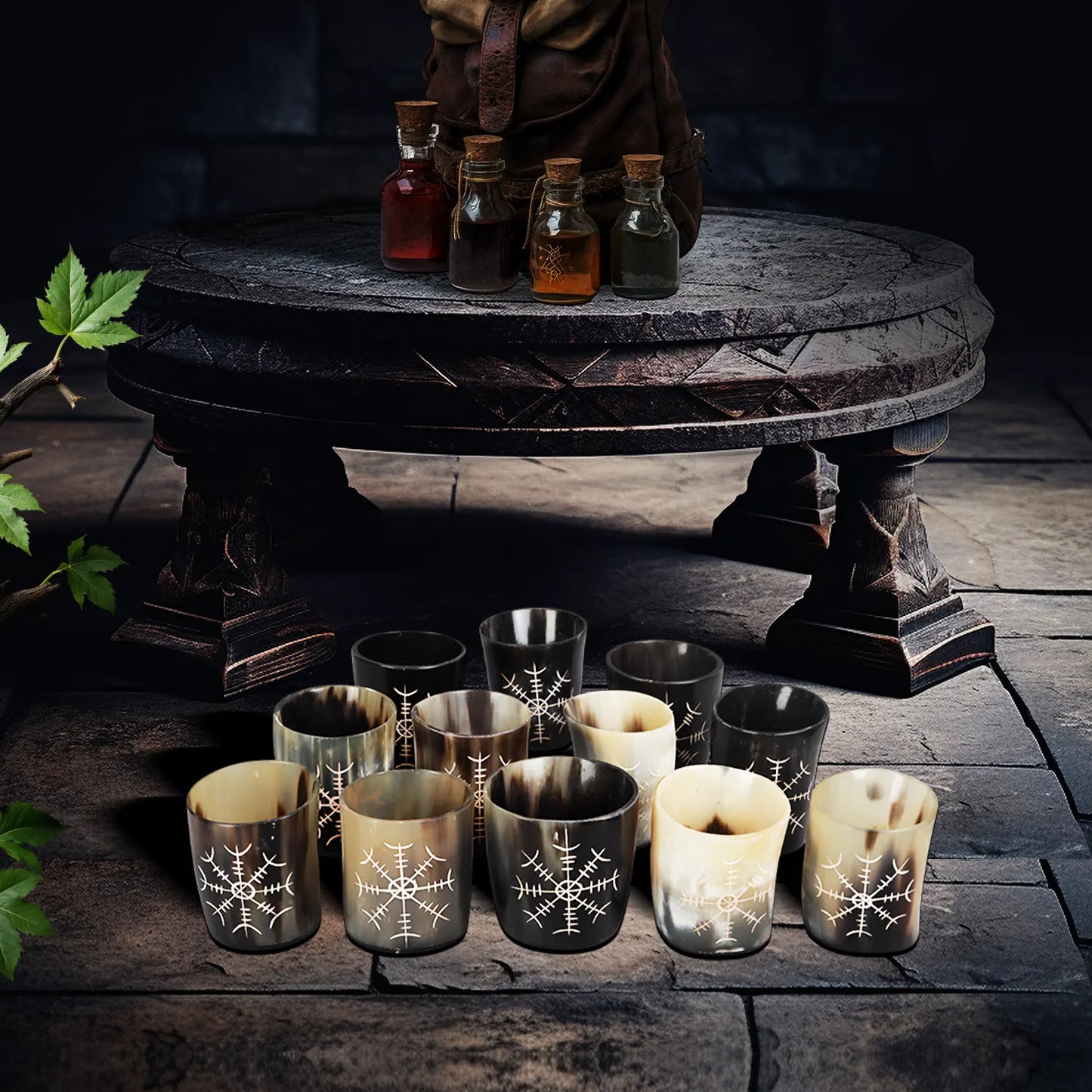 Horn Whiskey Shot Glasses Pack (4, 8 & 12) – Hold Up to 6.5oz, Nordic Compass