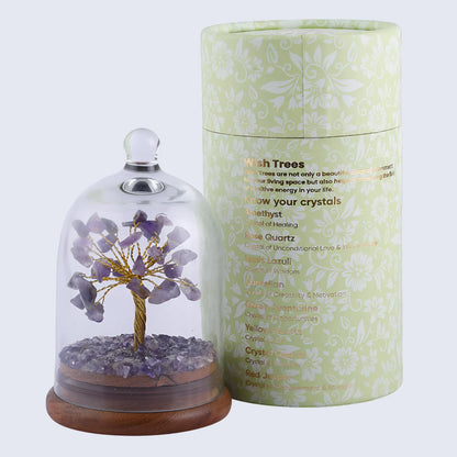 Healing Crystal Tree Amethyst with Dome - Purple