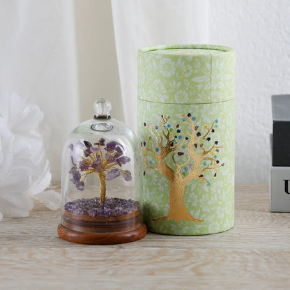 Healing Crystal Tree Amethyst with Dome - Purple