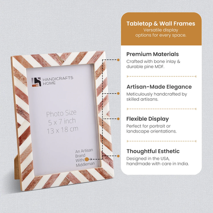 Picture Frames Chevron Pattern Bone Inlay Collection in 29 Sizes, Brown – Wholesale picture frames