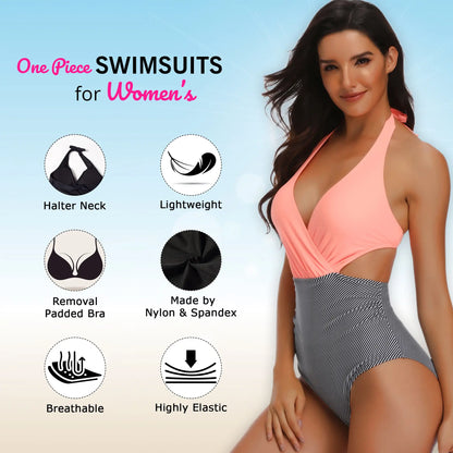 One Piece Swimsuits Swimwear Monokini Striped with Back Ties - Available in 3 Colors